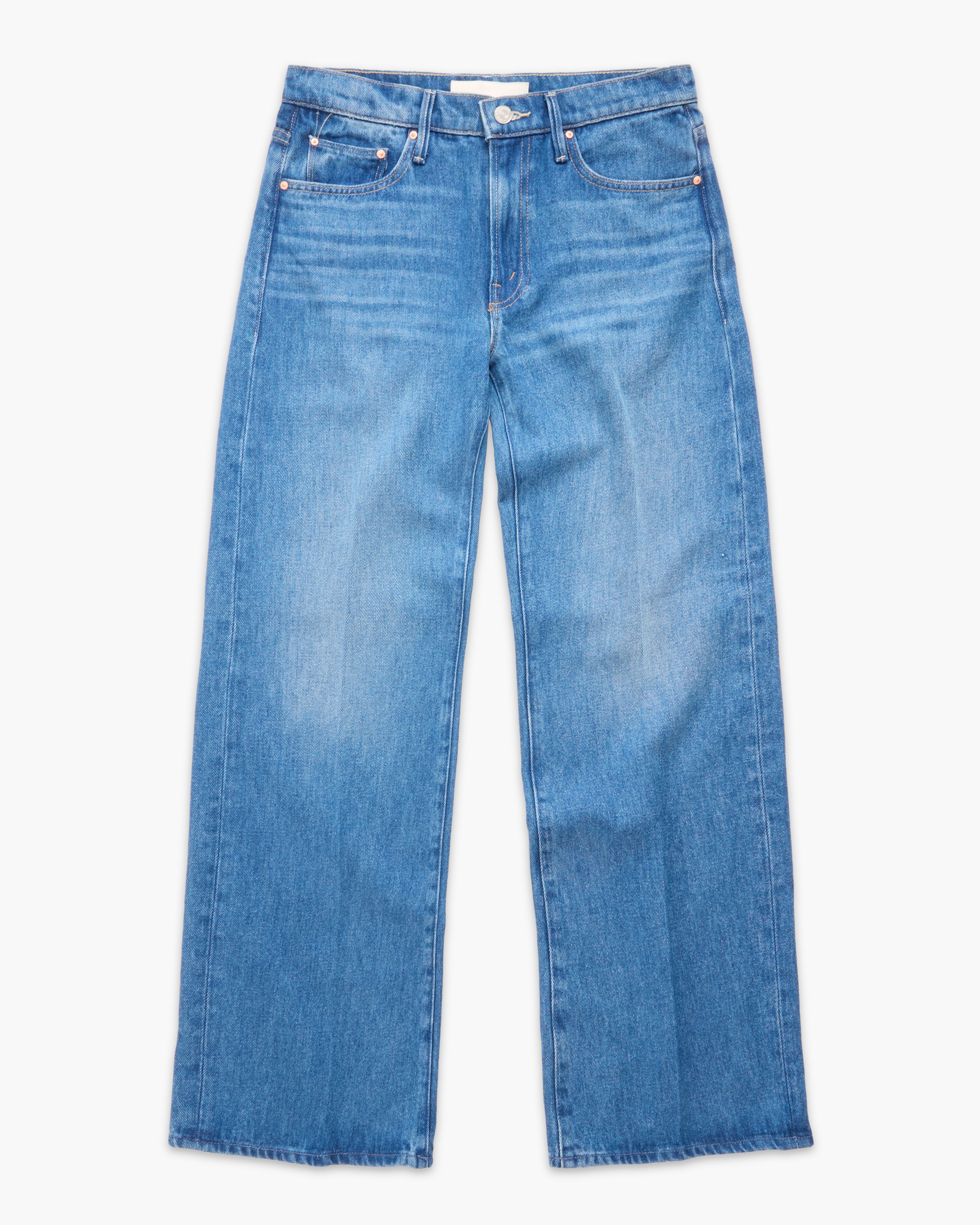 Light blue denim jeans with a straight-leg fit, shown flat against a clean white background.