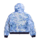 Blue patterned jacket on a white background
