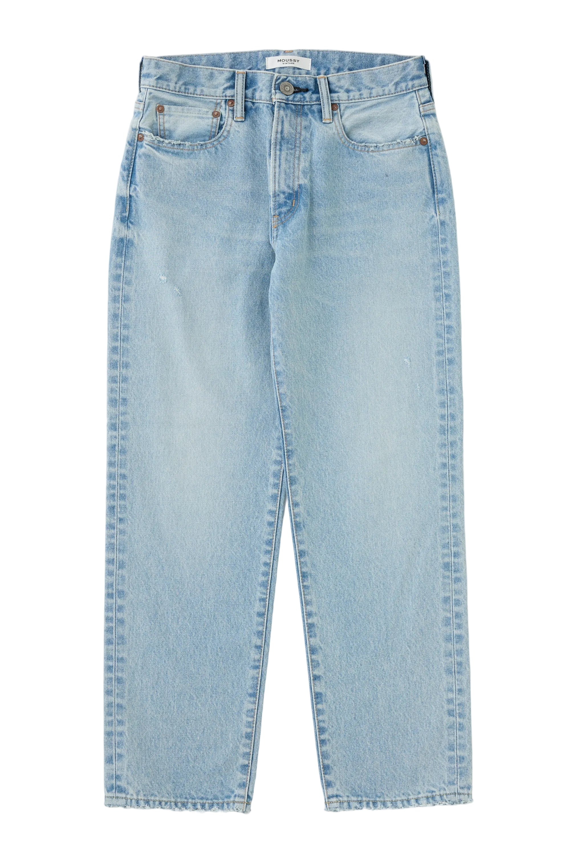 Light blue jeans on a white background