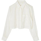 White collared cropped shirt on a white background