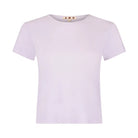Light purple t-shirt on a white background with 'AMO' branding.