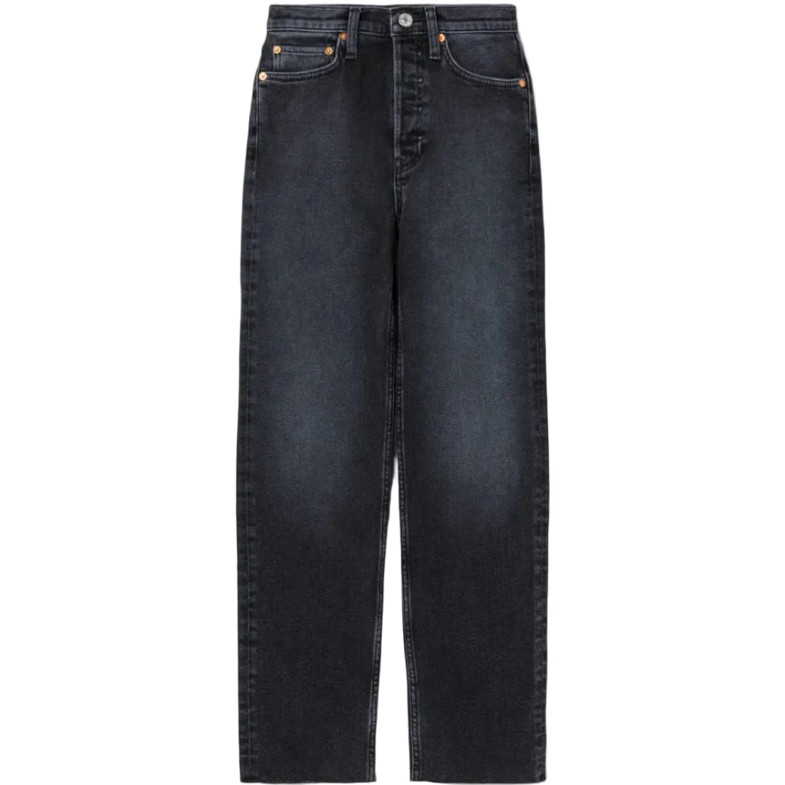 Faded black jeans on a white background