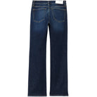 Back view of blue jeans on a white background