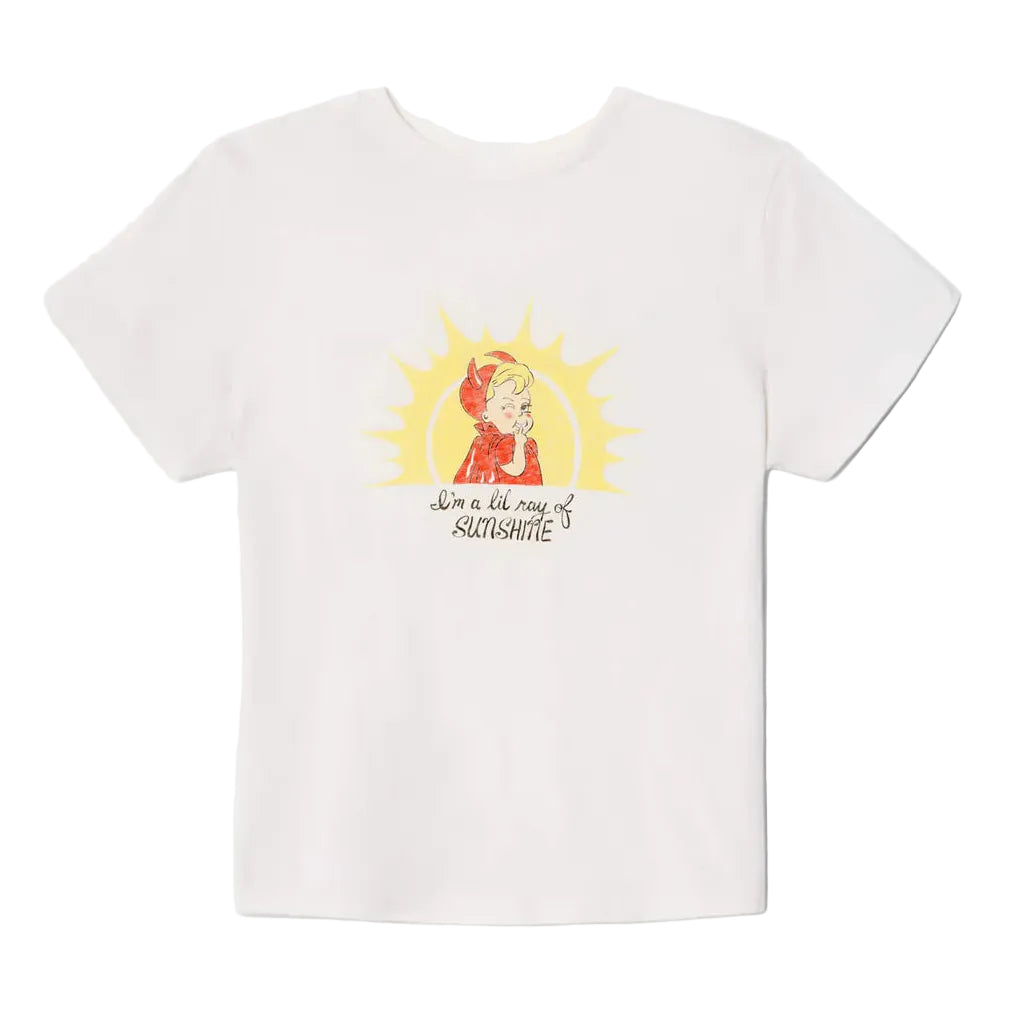 White graphic t-shirt on a white background