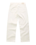 A pair of off-white or cream-colored jeans shown from the back, featuring two back pockets and a belt loop, laid flat against a clean white background.