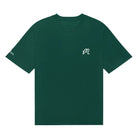 Green t-shirt with an 'M' logo on the chest on a white background