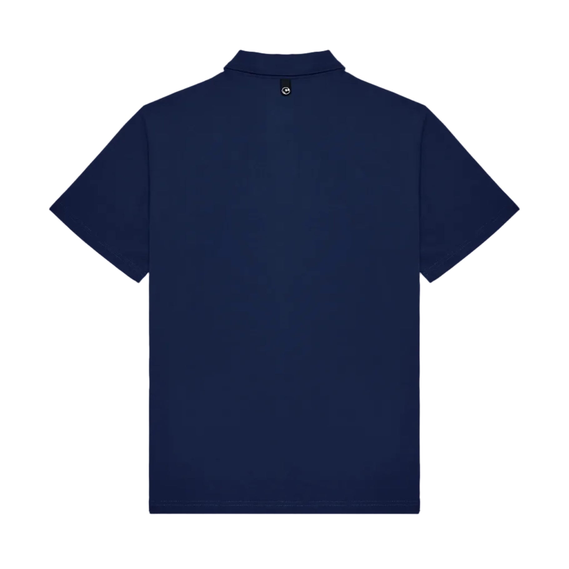 Navy blue polo shirt on a white background