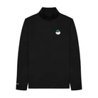 Black long-sleeve jacket with a small logo on a white background