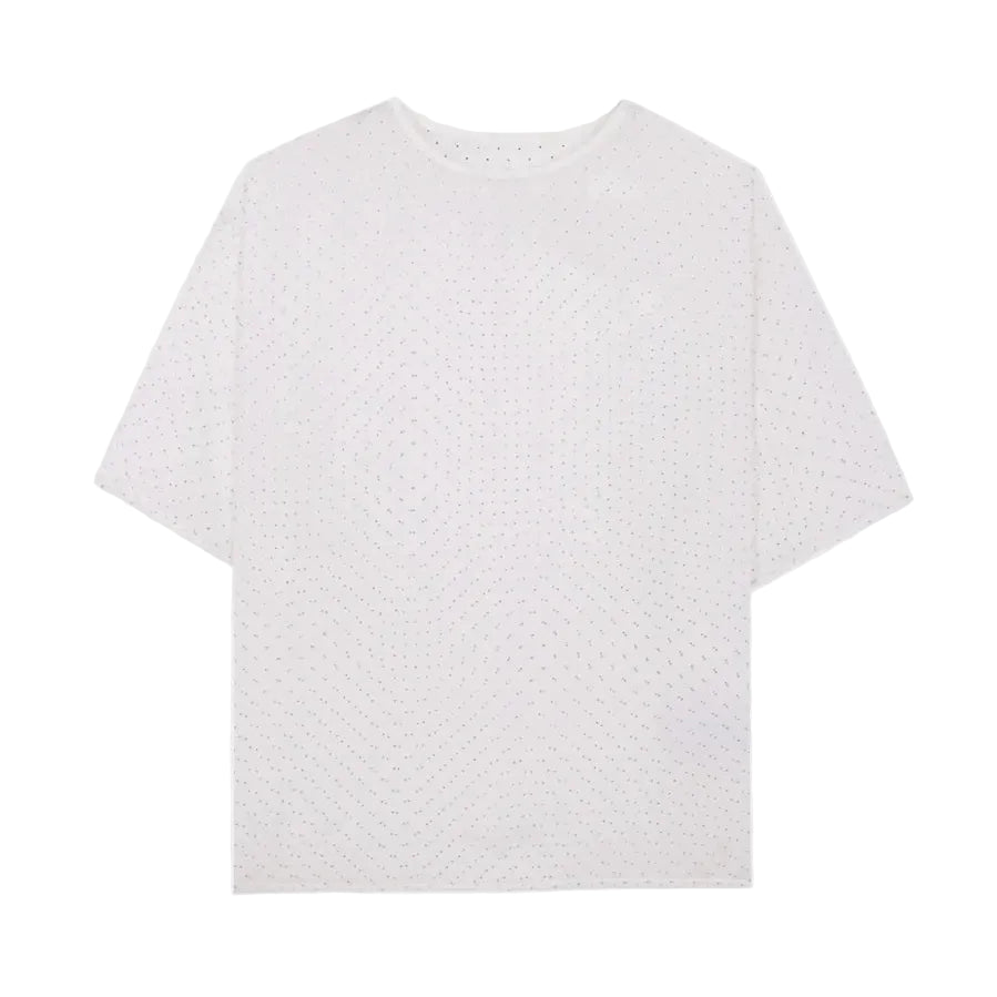 Sheer white oversized t-shirt on a white background