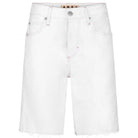 White denim shorts on a white background