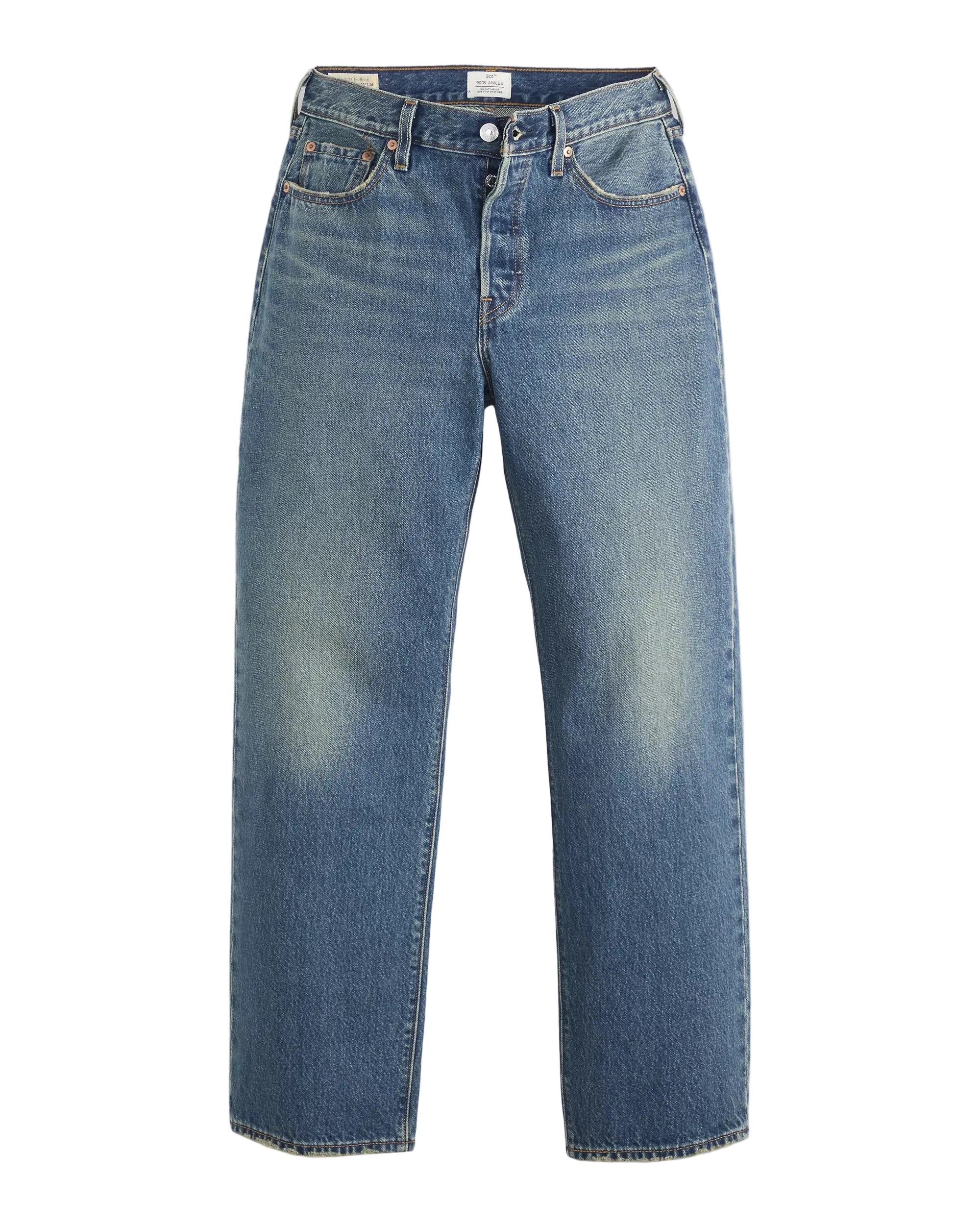 Blue jeans on a white background