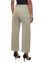 Khaki pants worn by a person on a white background