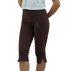 Brown capri leggings on a white background