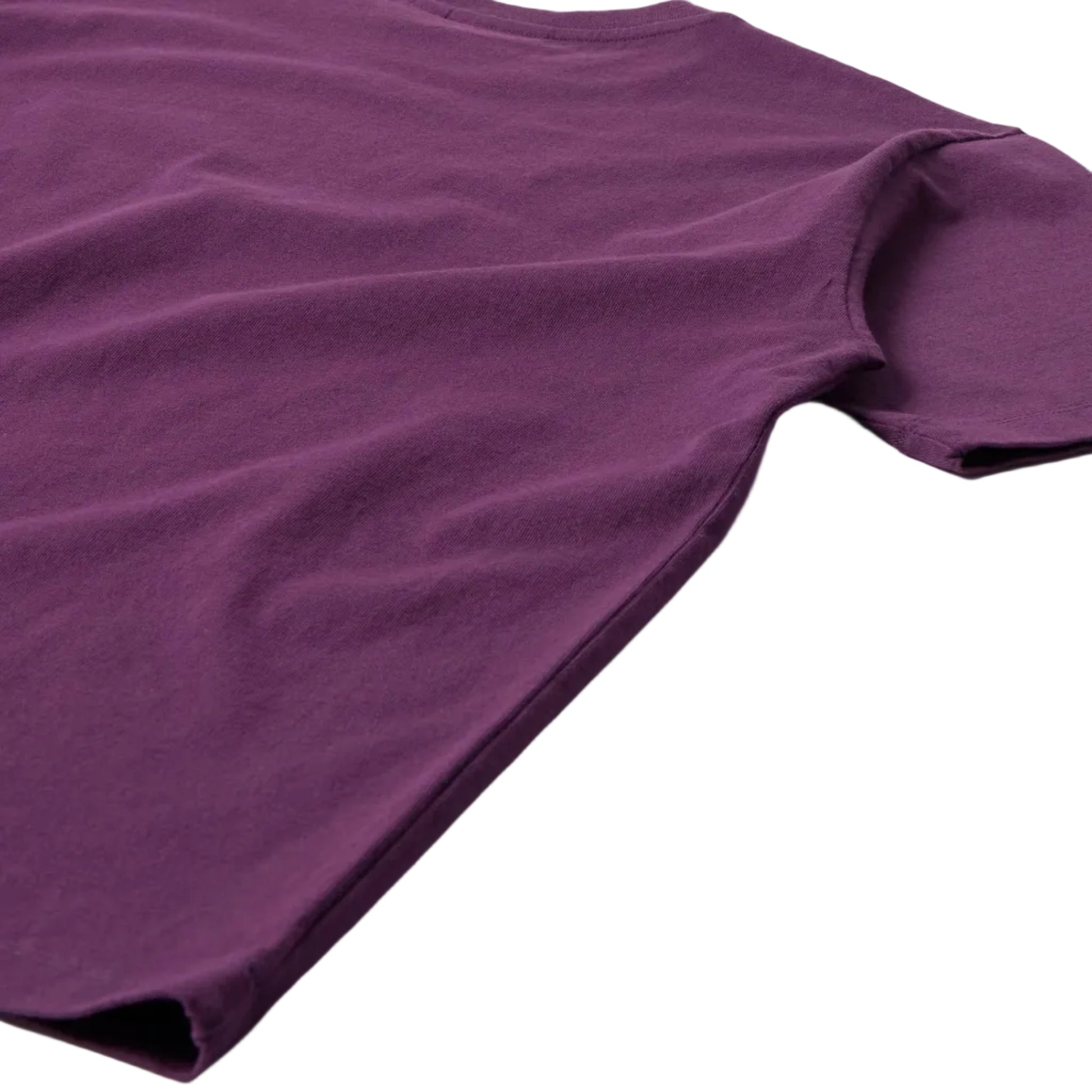 Back of a purple t-shirt on a white background