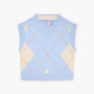 Light blue argyle sweater vest on a white background