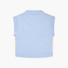 Light blue argyle sweater vest on a white background