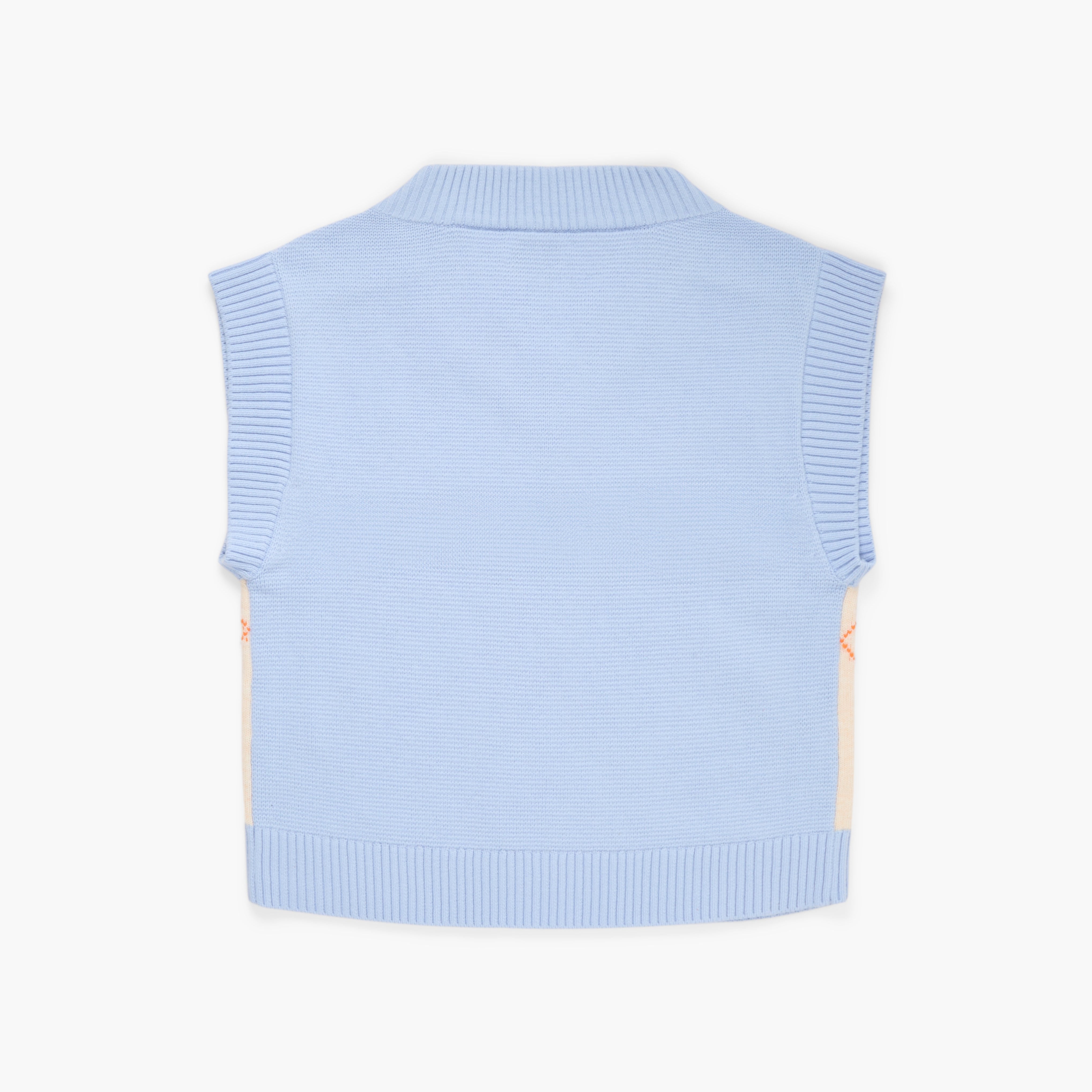 Light blue argyle sweater vest on a white background