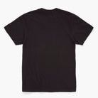 Back view of a black t-shirt on a white background