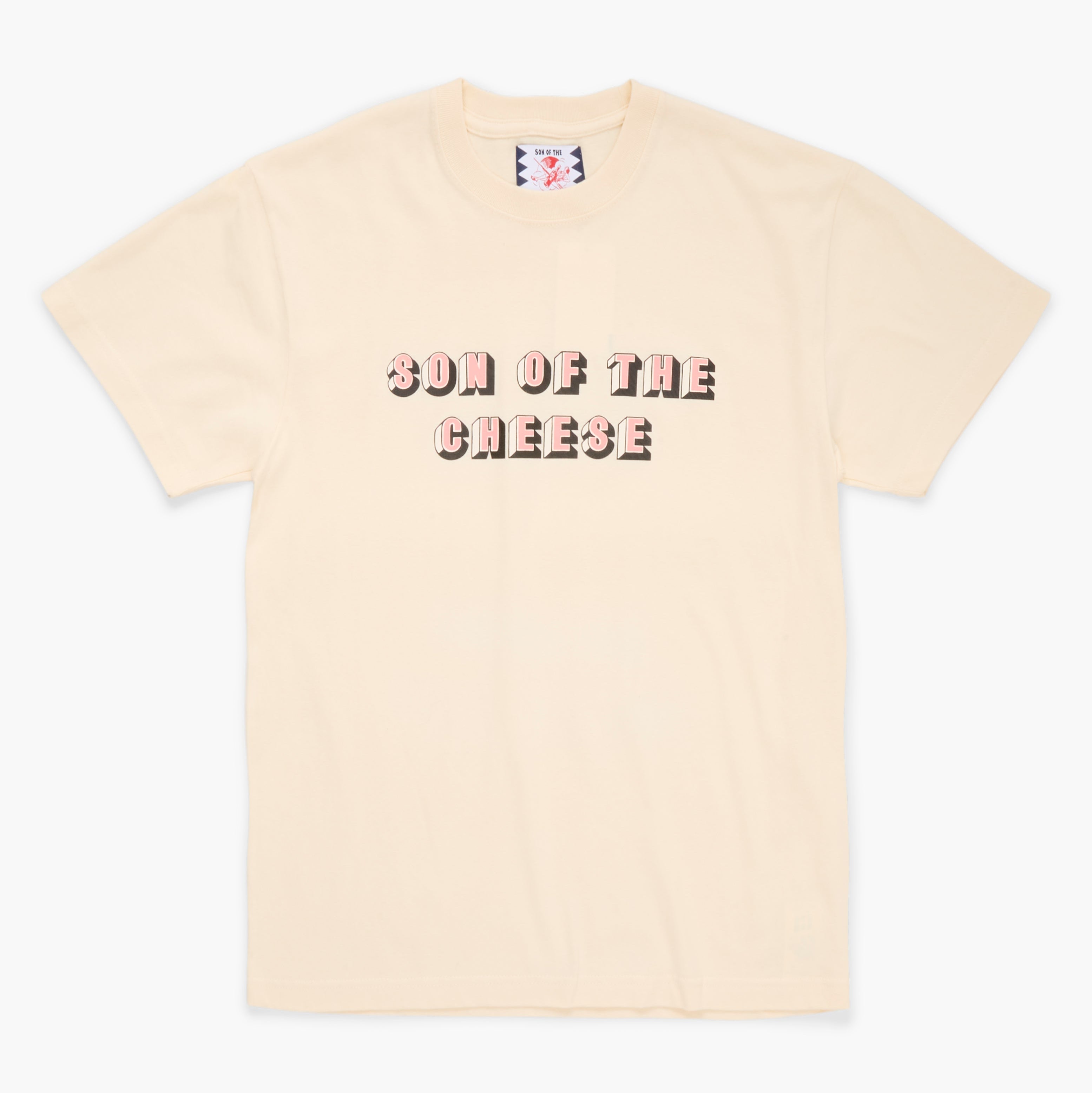 Cream 'Son of the Cheese' printed t-shirt on a whit background