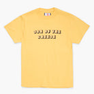 Yellow 'Son of the Cheese' graphic t-shirt on a white background