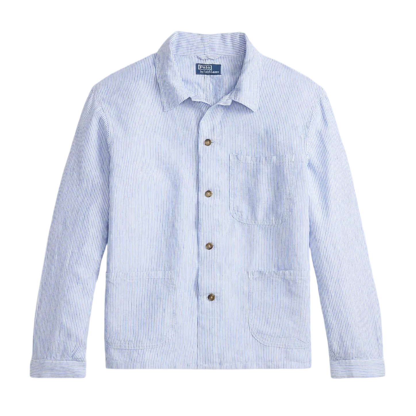 Light blue striped shirt on a white background