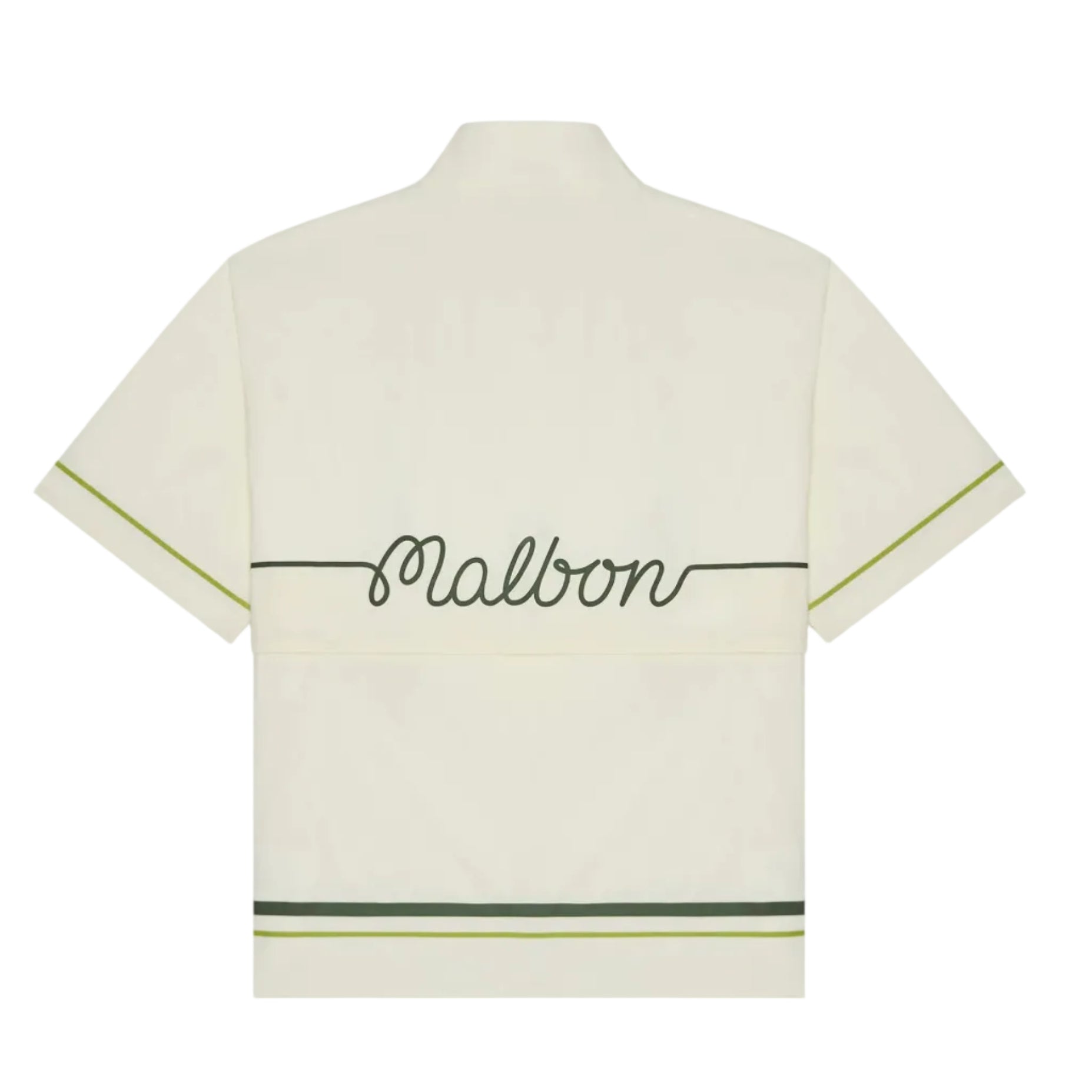 Beige shirt with 'Malbon' branding on a white background