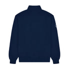 Navy blue quarter-zip sweatshirt on a white background