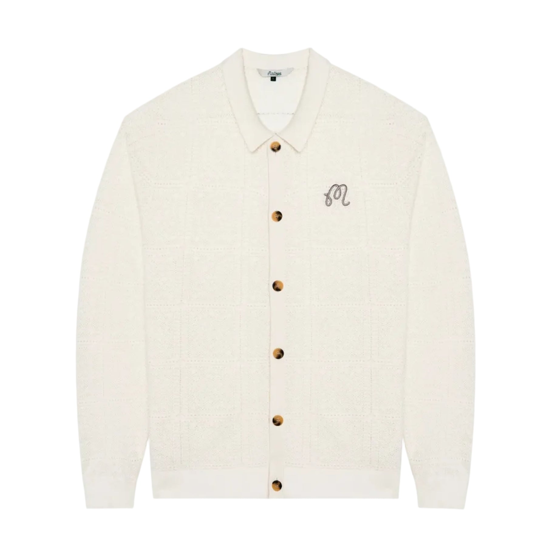 Cream knit cardigan on a white background