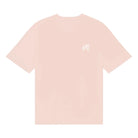 Pink t-shirt with an 'M' logo printed at the chest on a white background