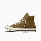 Green high top sneakers on a white background