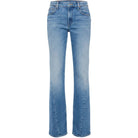 Light blue denim jeans with a straight-to-flare leg, shown against a plain white background.