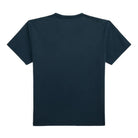 A dark navy blue short-sleeve crewneck t-shirt shown from the back, isolated on a solid white background.