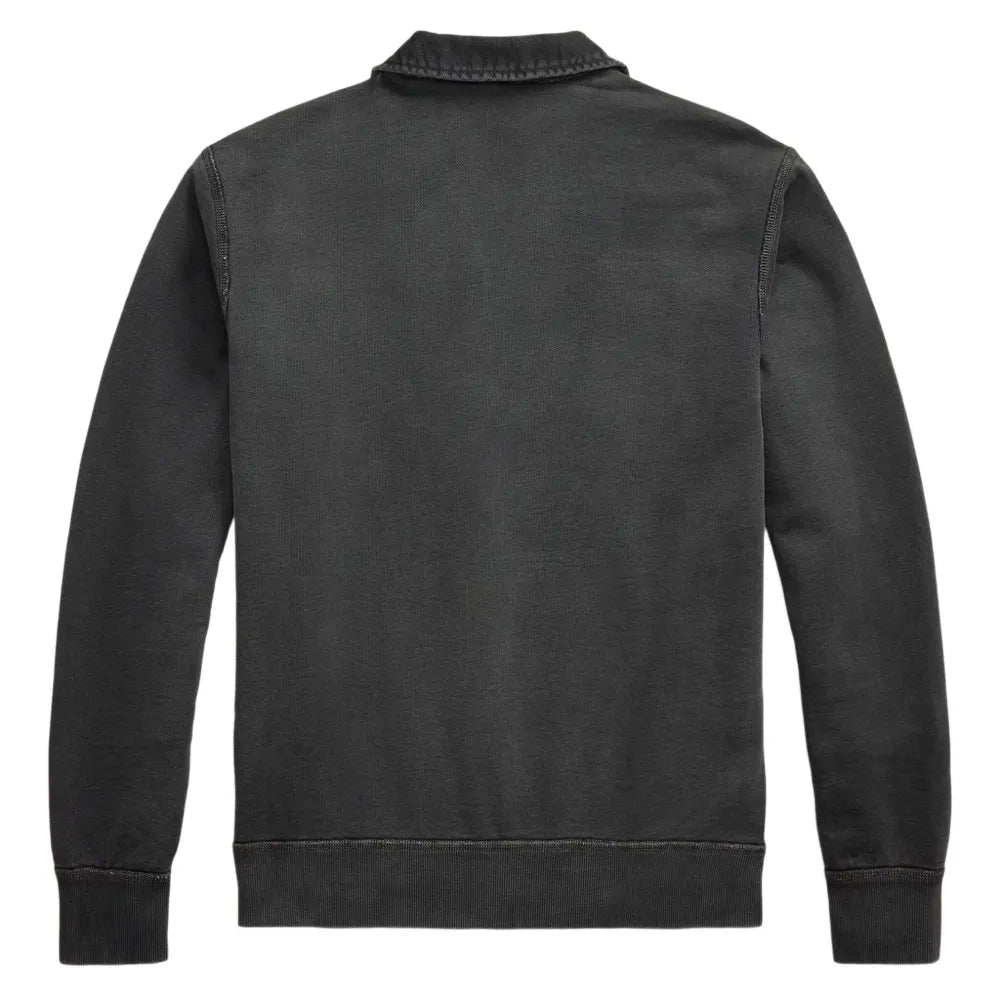 A dark charcoal gray long-sleeve crewneck sweatshirt shown from the back, photographed against a solid white background.