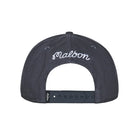 The back of a dark blue snapback cap featuring the brand name 'Malbon' embroidered in white script across the center, set against a plain white background.