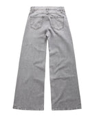 Gray denim jeans shown from the back, featuring a straight-leg fit and classic five-pocket design, laid flat against a white background.