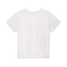A plain white short-sleeve t-shirt shown from the back, laid flat against a white background.