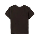 A black short-sleeve crewneck t-shirt shown from the back, laid flat against a white background.