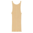 A light beige ribbed tank top shown from the back, centered on a plain white background.