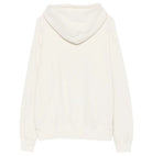 An off-white hooded sweatshirt shown from the back, photographed against a seamless white background.