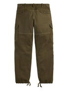 RRL Regiment Fit Paneled Twill Cargo Pants in olive green with cargo pockets, front view