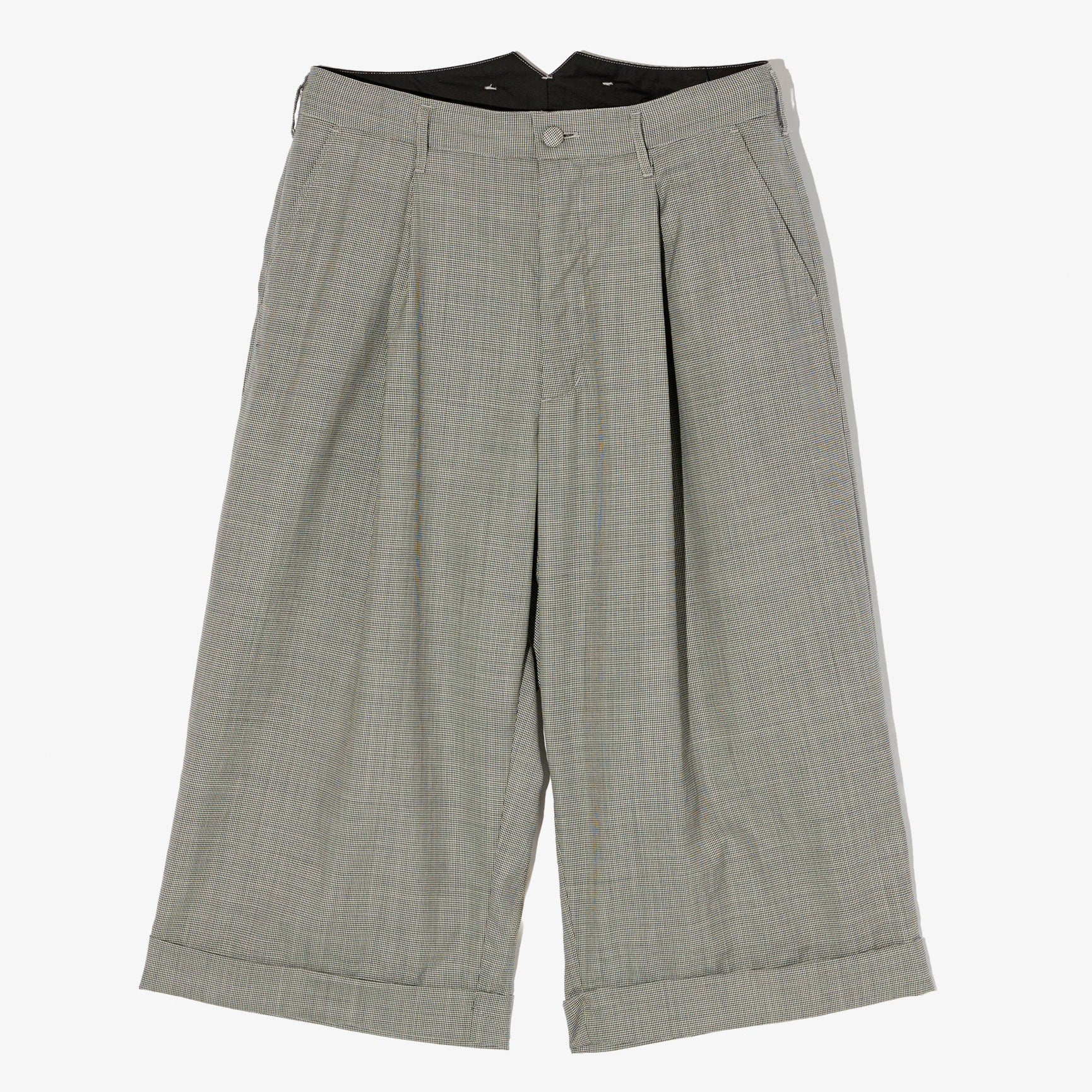 Gray plaid pants on a white background