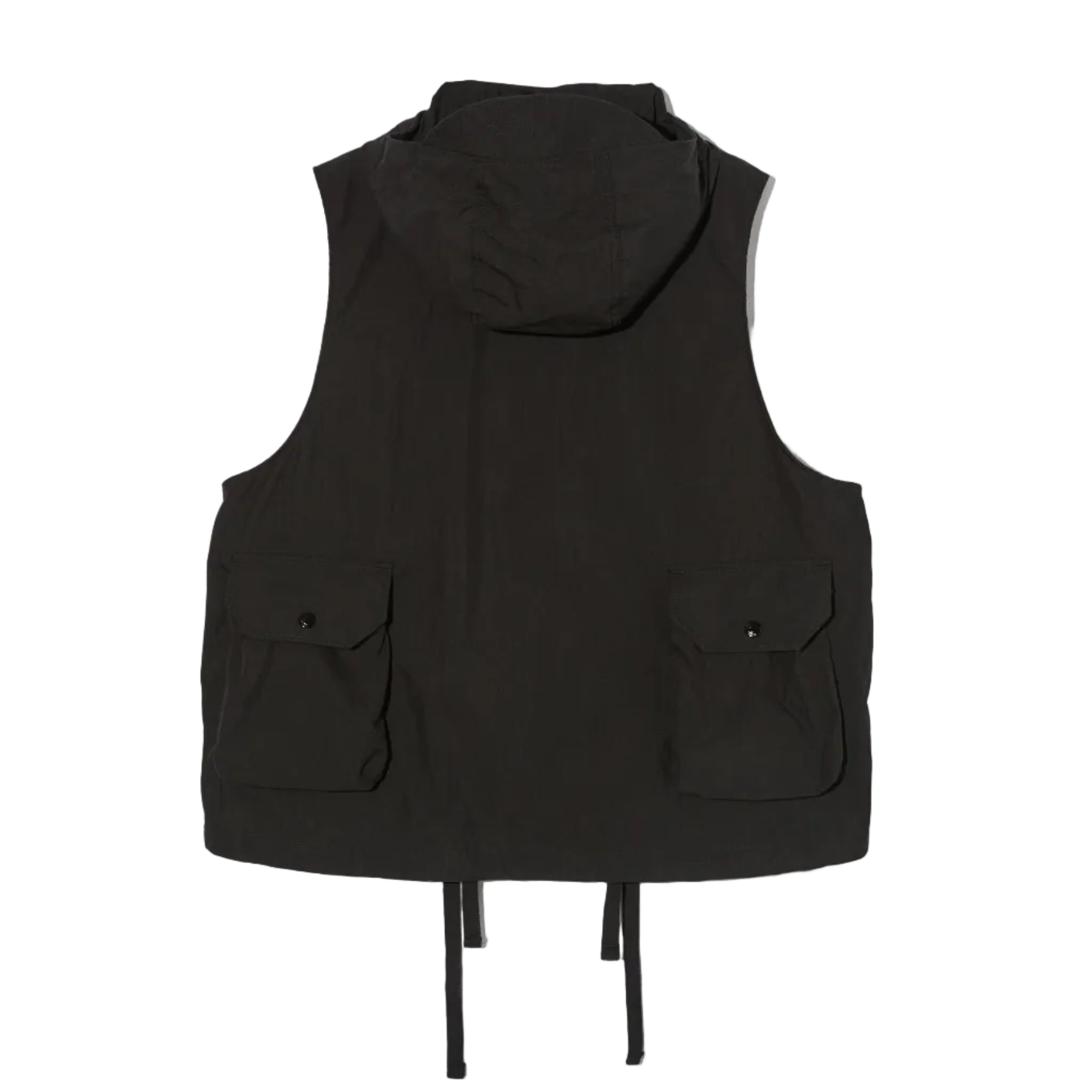 Black vest with two front pockets on a white background