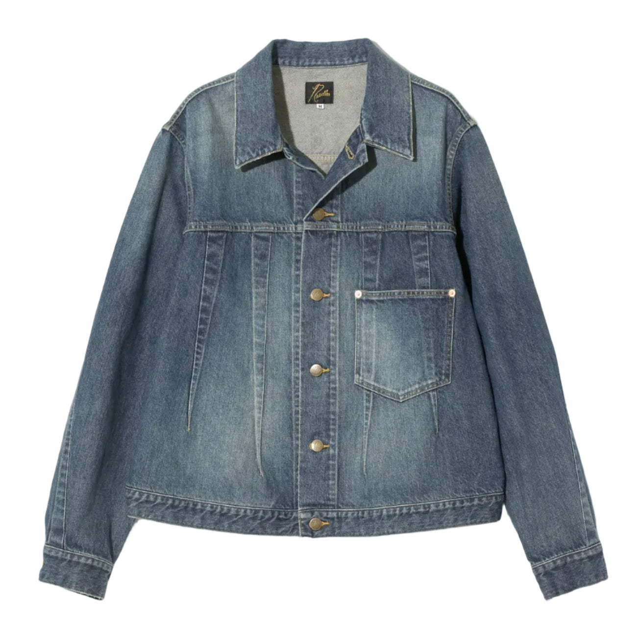 Blue denim jacket on a white background