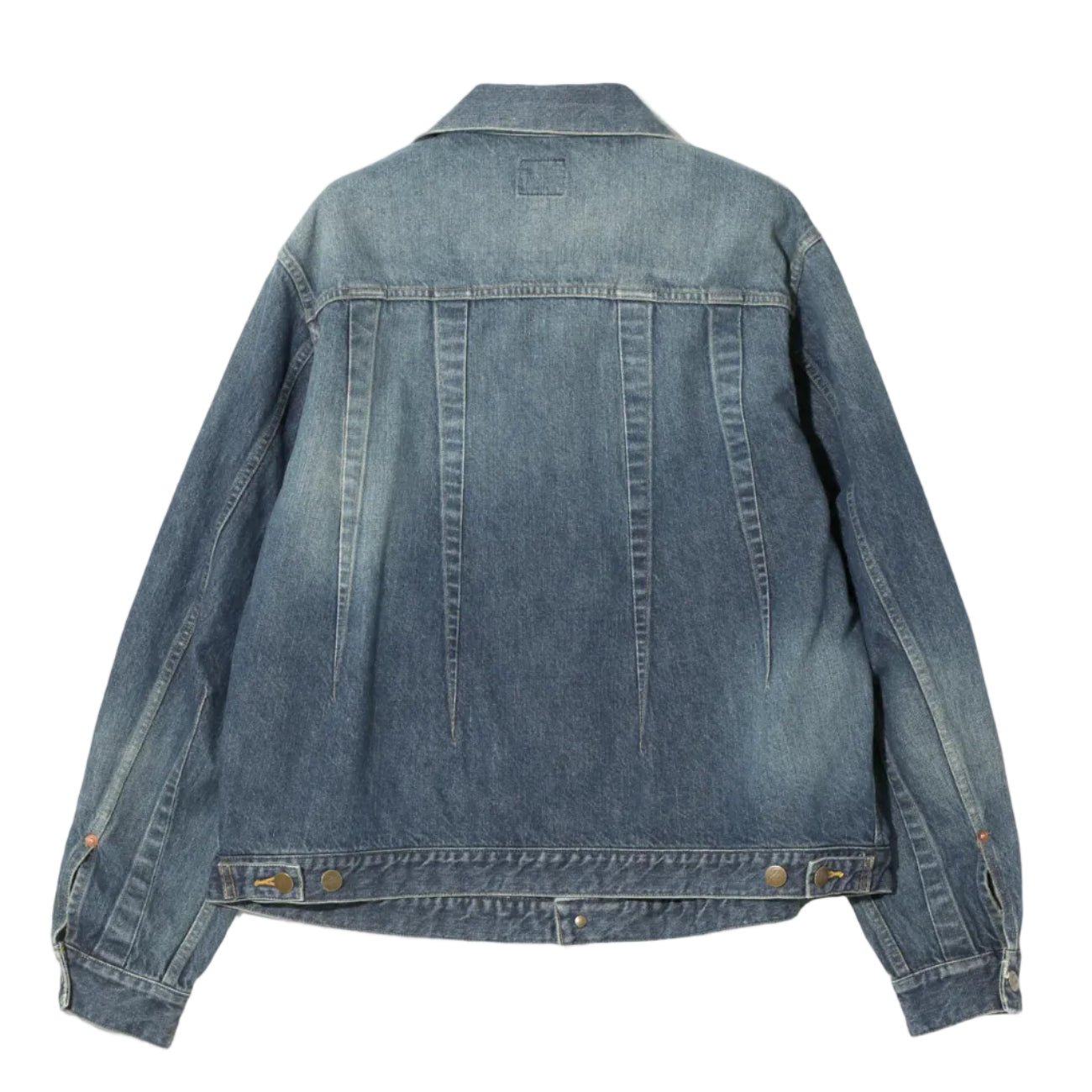 Blue denim jacket on a white background