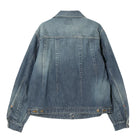 Blue denim jacket on a white background
