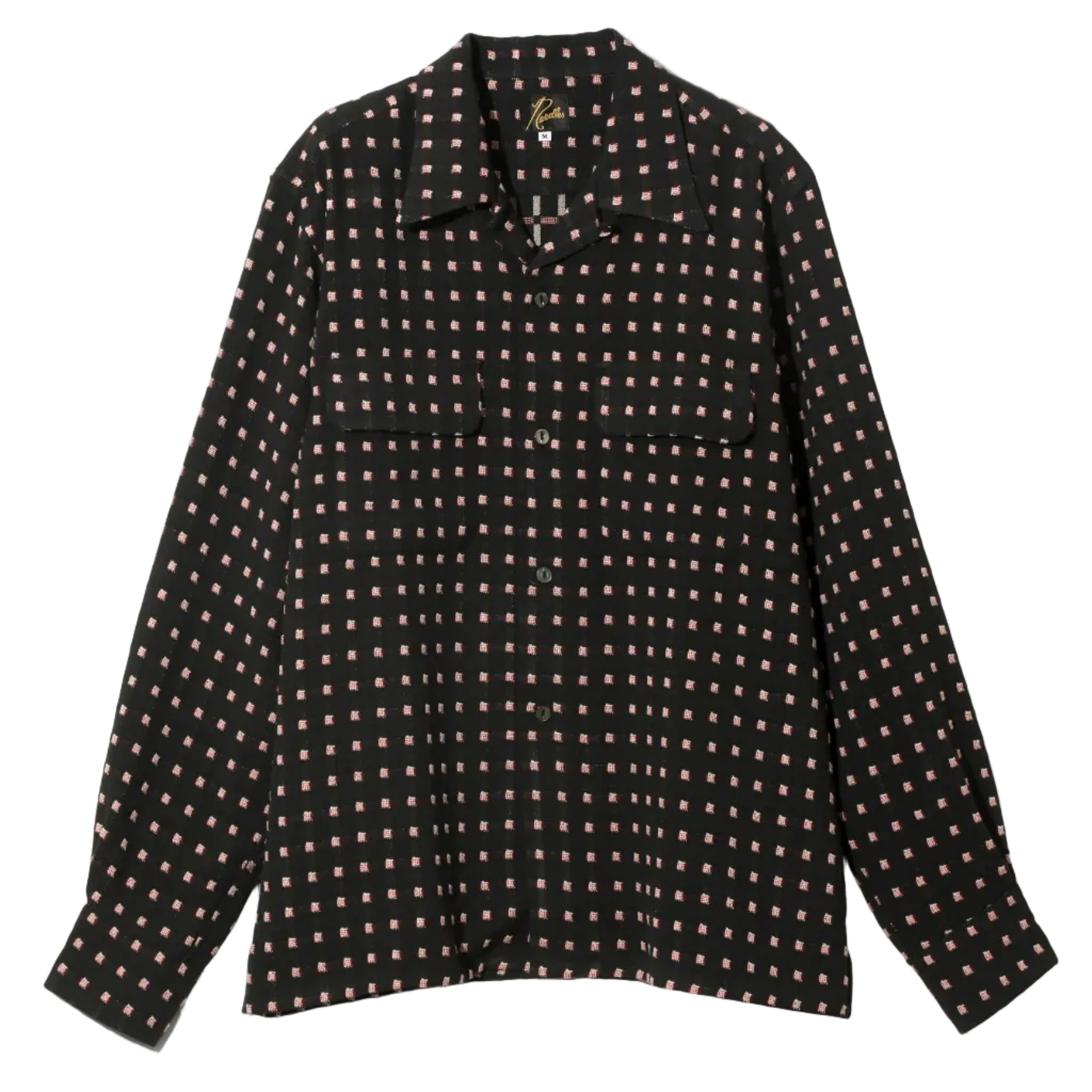 Black patterned shirt on a white background