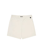Beige shorts with a brand logo on a white background