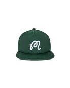 Green cap with a white logo on a white background