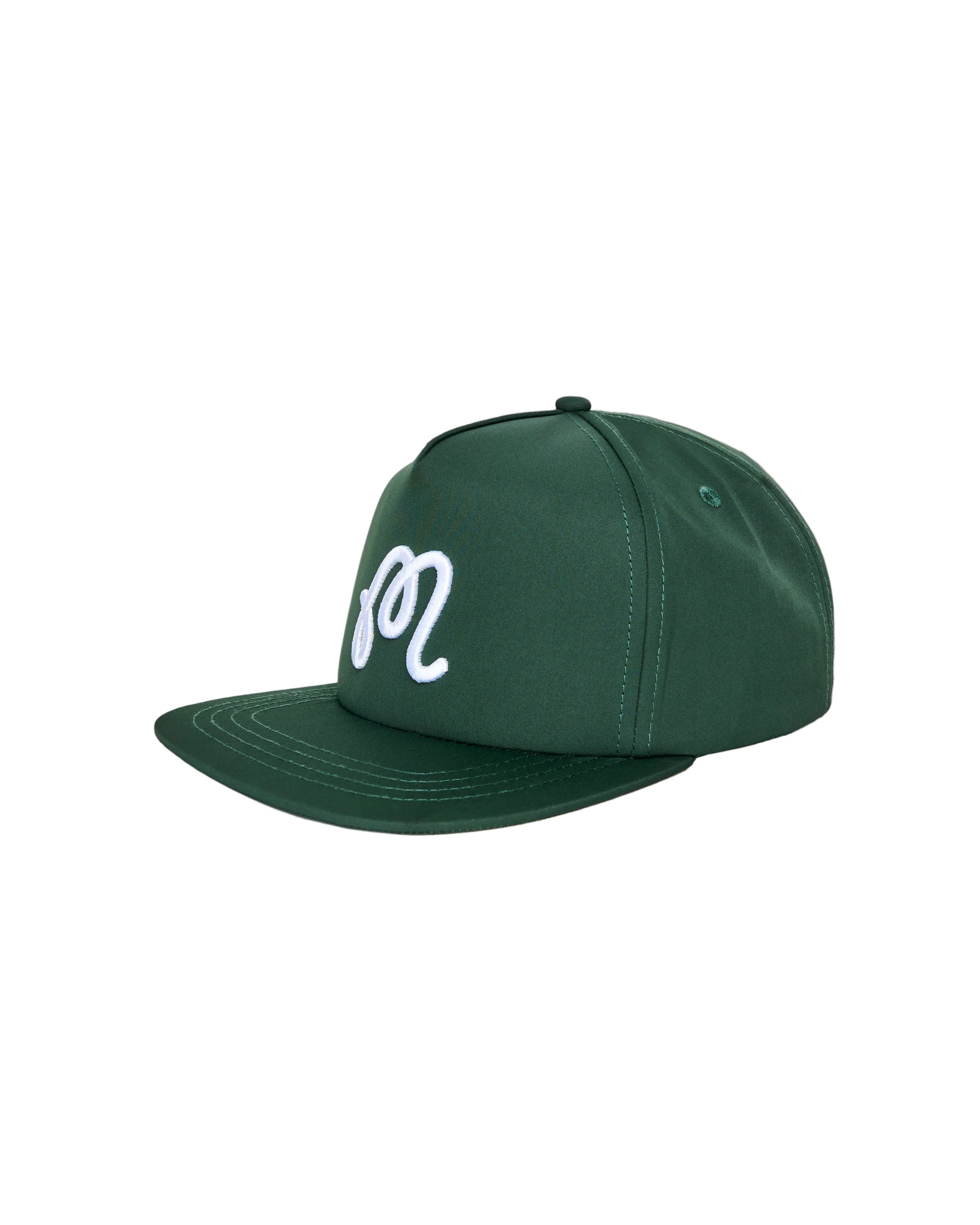 Green cap with a white logo on a light gray background