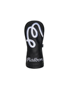 MALBON GOLF M Wood Cover in black leather with white logo embroidery, front view
